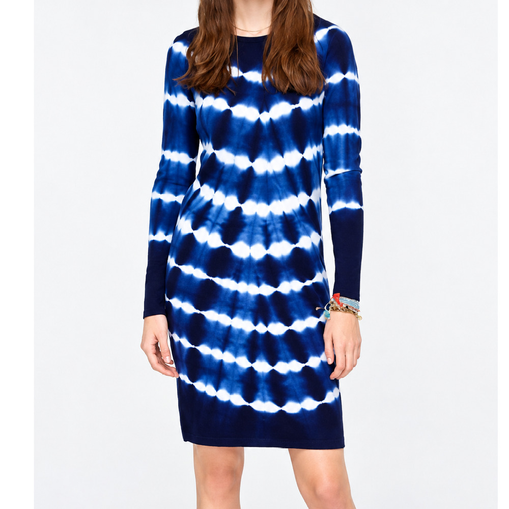 J.Crew Tie Dye 100% Cashmere Sweater Dress Navy Blue Women’s XS